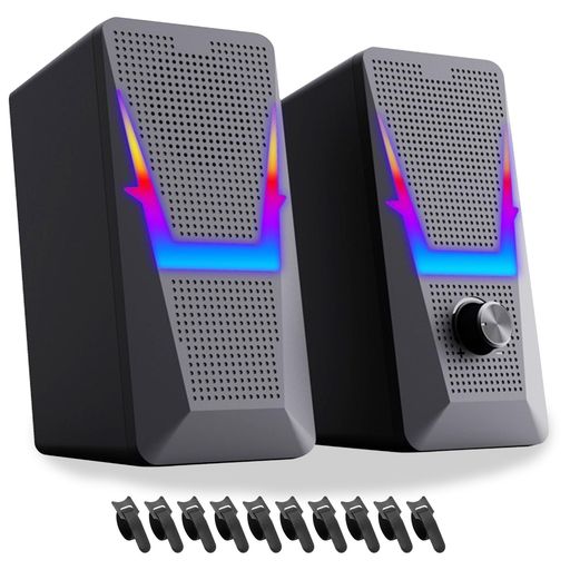 [XPANG] PCスピーカー 有線コンピュータースピーカー ゲーミングスピーカーRGBイルミネーション付きスピーカー パソコン スピーカー 付き 3.5MMケーブルが付属 RGBゲーミングスピーカー デスクトップ/ノートパソコン/スマホ/ゲーム機に対応(2)