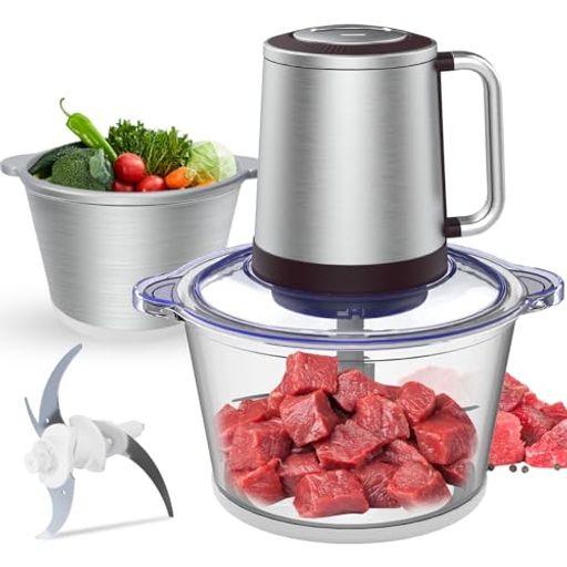 フードプロセッサー【1.2L大容量&2種類ボウル】みじん切り器500Wハイパワーステンレス4枚刃氷も砕ける..