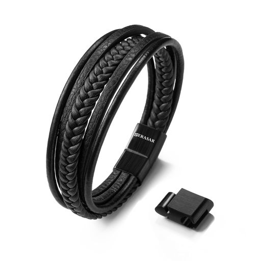 スタイル : 黒のメンズブレスレットは、あなたの服を締めくくるのに理想的なアクセサリーです。 編みこみの革を使ったシンプルでエレガントなデザインにより、好奇心旺盛な視線を確実に魅了します ギフトのアイデア : 革のブレスレットをプレゼントしますか? 私たちはあなたのためにそれを簡単にします! メンズレザーブレスレットと一緒に、あなたは特別なジュエリーボックスを受け取ります。 完璧なプレゼント! 本物の革 : 本革、つや消しステンレス鋼(防錆)、強力な磁気クラスプ。 メンズジュエリーには高品質の素材のみを使用しています 寸法 : この本革のブレスレットの長さは19cmです。 付属のリンクで20cmまで伸ばすことができます。 長さの説明については、製品の説明を参照してください 品質 : 非常に簡単です:あなたはあなたの男の革のブレスレットまたはあなたのお金の返済に100%満足しています。 今すぐ「ショッピングカートに追加」を