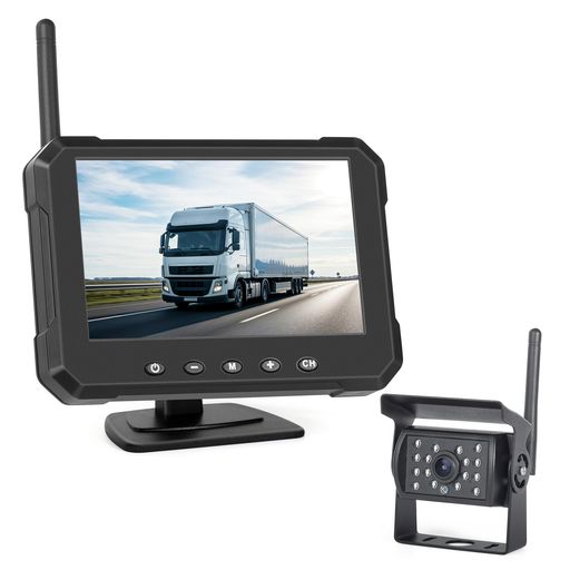 720P HD ワイヤレス バック カメラ セット 5 インチ 無線 液晶 モニター ビデオレコーダー 車 バン トラック キャンピングカー トレーラー用 駐車ガイドライン付き