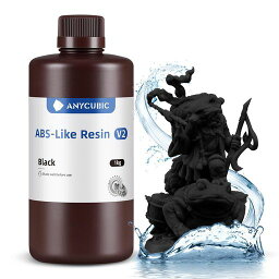 ANYCUBIC 水洗いABSレジン 高強度光造形レジン 高靭性ABSレジン V2 耐衝撃性 低臭気 高精度 扱いやすい (1000G 黒)