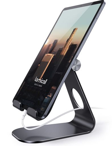 タブレットスタンドアルミホルダー角度調整可能Lomicallstand:卓上縦置きスタンドタブレット置き台デスク台設置aluminiumテレワーク在宅ワークZoom会議タブレット対応(4~13’’)ミニエアプロ
