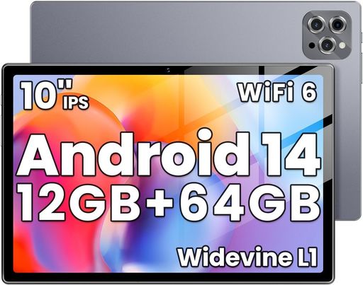 【タブレット10インチwi-fiモデル】12GB+64GB+1TBTF拡張、8コアCPUWidevineL1+GMS認証+Type-C充電+6000mAh、Androidタブレット1280*800IPS画面