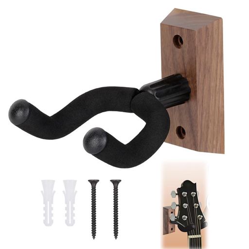 HAUUFENNギター壁掛けハンガーフック吊り下げ式ギタースタンド壁掛けウクレレスタンドギター壁掛け用ウォールナット製ネジ付き高耐久ギターハンガー省スペース収納各種ギター対応