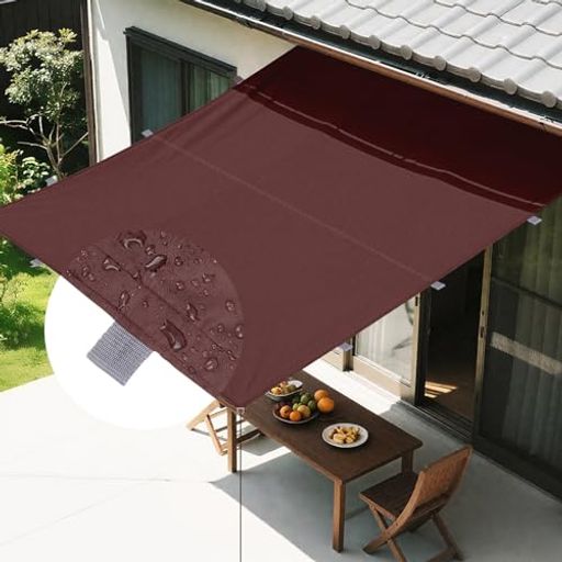 XiaZ改良版日除け雨よけシェード屋外2*2.5M撥水加工強化織帯仕様防水サンシェードベランダバルコニーオーニング400DポリエステルPU塗装UVカット遮光遮熱目隠し庭用タープ野外アウトドアキ…