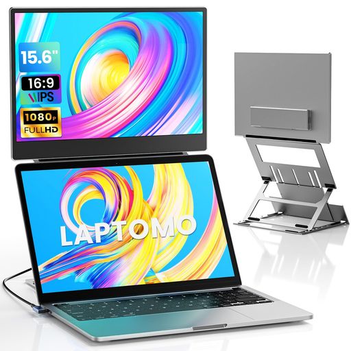 Laptomo Z1 デュアルモニター 15.6インチ モバイルディスプレイ IPS FHD 1080P ノートパソコン用モニター折りたたみ 、ポータブルモニタ拡張 軽量に USB-C/HDMIポート付き、対応