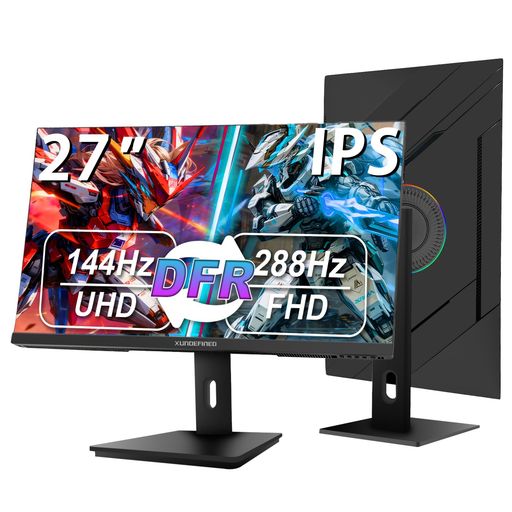 XUNDEFINED 27インチ ゲーミングモニター 4K モニター デュアルモード UHD@144hz/FHD@288hz 1ms応答速度 Fast IPS sRGB126% 300cd/m・ Freesync/VRR HDR対応 スピーカー内蔵 HDM