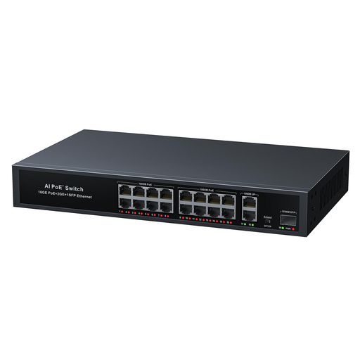 19ポート ギガビット PoE+ スイッチングハブ 16PoE 2アップリンク 1SFP 300W