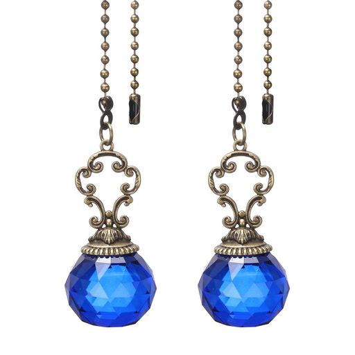 PATIKILシーリングファン用プルチェーン2個セット12.5”装飾ボールペンダントチェーンエクステンダー装飾延長プルストリングシーリングファンライトランプ用ダークブルー