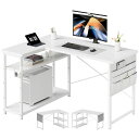 MAIHAILデスク机PCデスクパソコンデスクL字デスク右棚左棚幅120CMつくえ棚板高さ調節可能作業机L字型勉強机リモートワークラック付き白い(3)
