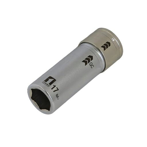 差込角:12.7mm 対辺寸法:17mm 全長:78mm 穴角数:6角 面倒なOリングやピンが不要で取替え時の紛失すること無く、ソケットの装着が手軽に簡単にできる