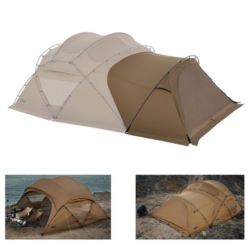 Event, Assembly Tent - 3FULGEARJIACHONG16-2.0トンネルテント16m2防水4000+通気大型2m高さ70Dナイロン日除け六つ天窓6~10人用煙突穴付きメッシュ窓自立構造安定防風遮光遮熱薪ストーブシェルターキャンプ