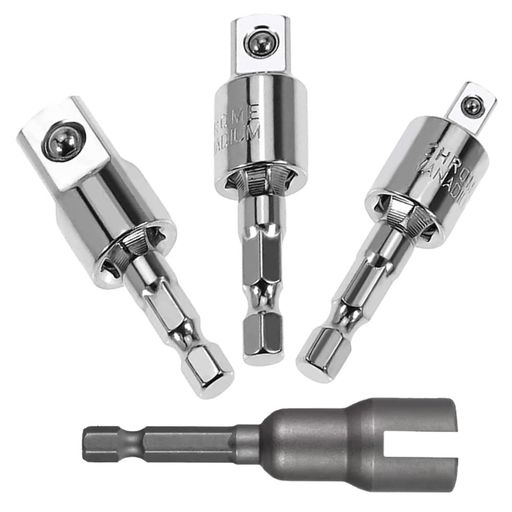 1商品内容 3個360°六角軸用ソケットアダプター1個オープンパイプ。 軸径:6.35mm、3差込角:(1/4')、(3/8')、(1/2') オープンホース軸径6.3mm 2 上品な合金鋼で作られ、高品質のクロム-バナジウム合金鋼は鍛造され、高硬度で長寿命です。 3軸は360度方向方向への移動、狭いスペース、特に狭い空間やコーナーのネジを装備し、オープン設計ホースが更に一字ネジを取り出し、作業効率を大幅に向上させ、 4.ボルトナットの締め付けや取り外し作業に。 インパクトドライバー等を簡単に装着できるコンセントアダプターです。 5 電動ネジドライバー、電動ドリル、手動ねじドライバーなどの六角工具など。 必要不可欠な工具、DIY愛好家、自動車整備などの分野の問題を解決します。