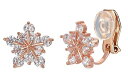 イヤリング雪レディース人気雪の結晶ノンホールピアスキラキラCZ小さめギフトボックス付き(ピンクゴールド)