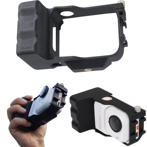 1.対応機種:Insta360 Go Ultra カメラ 2.ハンドルはカメラと同様に手持ち撮影が可能で、握り心地が良く軽量設計のため長時間撮影でも疲れにくい。ハンドルスタンド全体がGo Ultra本体よりわずかに高くなっており、落下や衝撃からカメラを効果的に保護します。 3. 底面には1/4ネジ穴を装備し、三脚や自撮り棒などのアクセサリーを接続可能。側面にはホットシューインターフェースを付属し、補助ライトやマイクなどを接続可能。底面両側の開口部が大きく、ディスプレイの開閉が容易。側面のボタンは切り欠きデザインで、カメラの通常使用に影響しません。 4.材質:ABS樹脂製。軽量で携帯性に優れる。ネジ固定式で脱落しにくい構造。 ストラップホールを保持しつつ、ストラップ装着時の脱落防止機能も維持。 5.片側全面開口設計により、グリップ感や電源ボタン・操作ボタンへの影響を排除。Type-C充電ポート、スピーカー、ロック解除ボタンへのアクセスを妨げない。