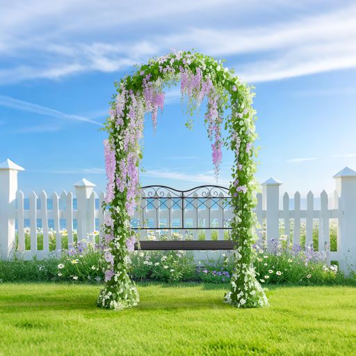 OSJガーデンベンチアーチスチール鉄製ローズアーチ園芸ガーデニング幅102cm高さ210cm