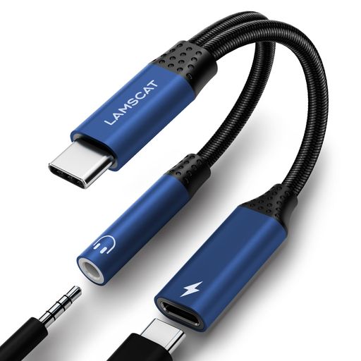 LAMSCAT 2in1 タイプC イヤホン変換 アダプタ 充電同時 PD 60W急速充電 Type-C イ...