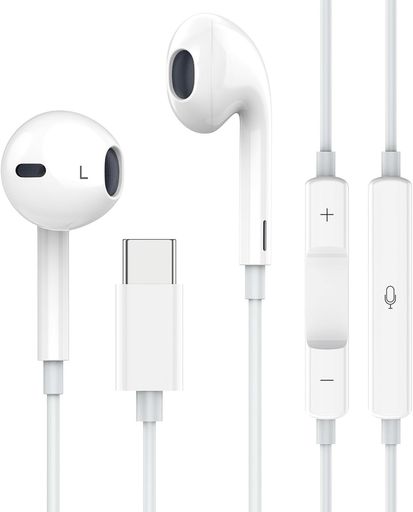 Rakuten - イヤホン有線純正タイプc【音質強化バージョン】ヘッドセットHiFi騒音低減クリア通話イマイク内蔵快適な装着感type-c人間工学usbc絡み防止遅延なしタイプシー重音量調整遅延なリモコン付…