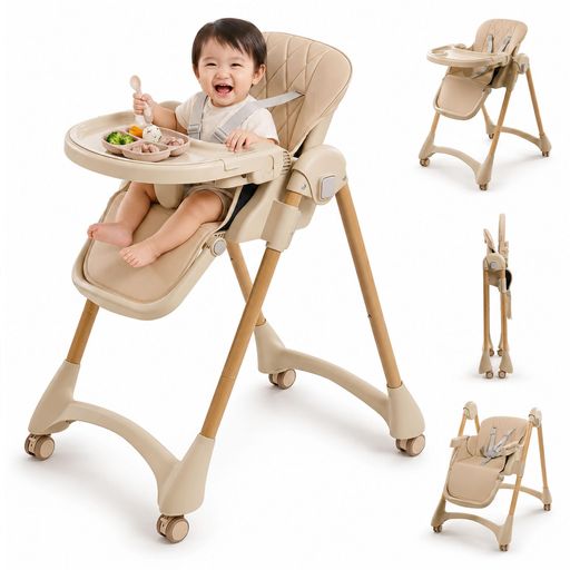 ベビーチェア ハイローチェア 折りたたみ 6ヶ月~3歳対応 25cm隙間収納 5点式安全ベルト キャスター付き 高さ調整 離乳食 お食事 座りやすい設計 組立簡単 丸洗い可能
