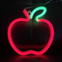 ネオン常夜灯 LEDネオンサイン常夜灯アップルネオンライト子供用ネオンライト寝室用バッテリーUSB作動 (赤緑)