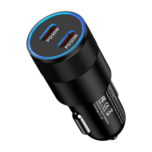 60WPD対応シガーソケットusb-c高出力車載充電器急速充電カーチャージャータイプcとしがーソケットusbcタイプ2ポート超小型シガーソケットアルミニウム合金製造車充電器タイプc12V/24V車対応…