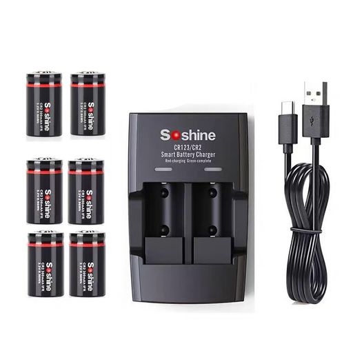 DOUBLEPOW CR2 充電池 6本+充電器 セット3.0V (3.2V)