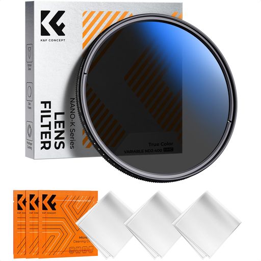 【黄色被り解消可能】TRUECOLORND2-400フィルターは新しいチタンコーティング技術を採用し、動画撮影中に画面の黄色がかった問題を効果的に解決し、本来の色再現可能です。(ご注意:Nano-Klearフィルターは非HDレンズなので、望遠撮影には使用できません。)外装の新旧が混在しますが、中身は同一です。 【NANO-K可変NDフィルター】K&amp;FCONCEPTTRUECOLORND2-ND400の可変NDフィルターはND2からND400までの9段階の光量が調整可能で、減光フィルターの濃度はさまざまな光環境に適応するために必要に応じていつでも調整できます。 【18層コーティング】可変式NDフィルターは18層のコーティングされた高品質光学ガラスを採用し、レンズフィルター表面の反射光を効果的に抑えます。これにより、長時間露光によるレンズ外部の反射防止によるフレア現象の発生を大幅に低減し、イメージングに影響を与えません。 【3枚入り真空包装クロス付き】付属クリーニングクロスはマイクロファイバーを採用し、レンズやレンズフィルターなどの光学機器のコーティングに損傷を与えません。