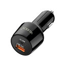 カーチャージャーYOJOCKシガーソケットチャージャー2ポート【USB-C/QC3.0、PD/SamsungAFC対応2ポートカーチャージャー】最大30W急速充電器黒