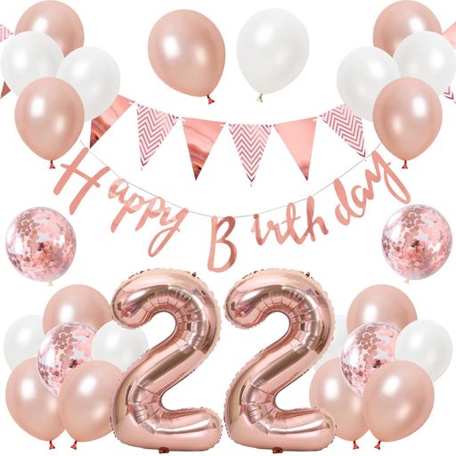 誕生日バルーン風船セット飾り付け22歳happybirthdayガーランドバースデー飾り大きい数字ハッピーバースデー紙吹雪風船パーティープレゼントサプライズ大人...