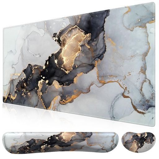 iCassoマウスパッドリストレスト3点セット90x40cm大型ゲーミングマウスパッド低反発キーボード用+マウス用手首クッション長さ45+14cm人間工学アームレスト疲労軽減ゴムベース滑り止め(ブル…