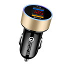 BELIYOforシガーソケットusb車電圧計シガーソケットusb充電器車用【QC3.0ポート】車用usb電源ポート急速充電小型軽量電圧測定対応12~24V車(ゴールド)