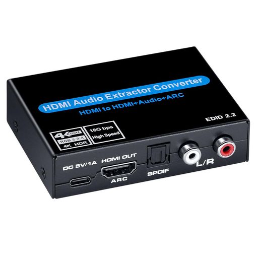 【HDMIからサウンドを分離】HDMI信号から音声信号を切り離し、光デジタル出力orアナログ出力に変換することが可能な音声分配器です。元のHDMI信号はそのままディスプレイで出力しつつ、切り離した音声信号はAVアンプやスピーカーで出力することが可能です。※HDMI出力も音声信号を流れます、不要な場合はディスプレイの音量を0にご調整ください。 【4K60Hz・HDR対応製品】4K(3840x2160P)60Hzに対応、UHD BDや4K解像度のゲームなど高精細な映像もそのまま再生が可能です。3D映像や1080p(1920x1080)のフルHD映像の高画質映像にも対応しています。HDR(High Dynamic Range imaging)の映像ソースにも対応しているので、鮮やかな映像をそのまま楽しむことができます。 【音声出力3系統搭載】音声出力はさまざまなソースに対応するため「光デジタル」「R/Lアナログ」「3.5mmステレオ」3系統の音声出力ポートが用意されています。オーディオモードは「PASS」「5.1CH」「2CH」が切り替えられます(変換機能はありません)。