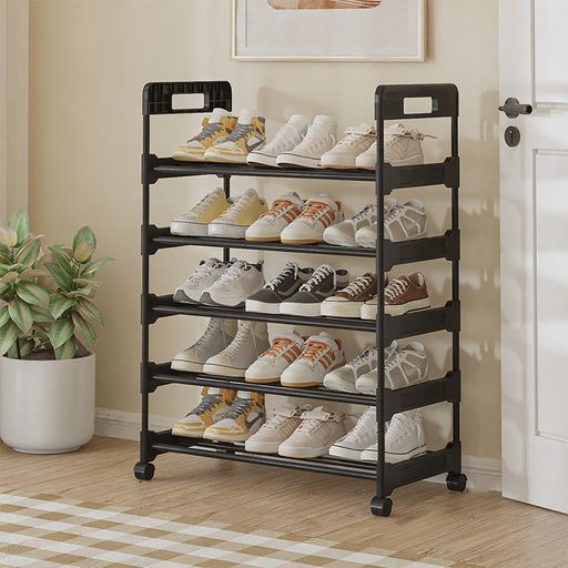 SOURUanlyシューズラック靴箱下駄箱省スペーススリム玄関5段靴棚靴収納靴置き金属製おしゃれ縦長省スペ..