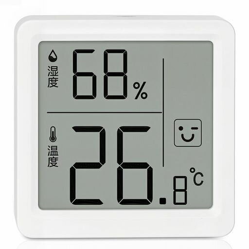 温湿度計温度計湿度計デジタルおしゃれ小型高精度フルHD省電力室内温度計顔マーク貼り付け・立てハムスター温度計爬虫類リビングルーム/ベビールーム/花室/倉庫対応(ホワイト)