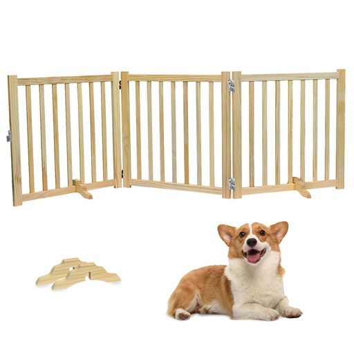 HEEOREV木製ペットゲートペットゲート(サイズ:長さ182cm、高さ60cm)ベビーゲート犬用ゲート折り畳み式ゲート柵犬ゲート安全柵猫室内猫大型犬脱走防止軽量ドアフェンスペット保護取り付け…