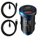 Hootekカーチャージャー2ポート38W+USBTypeCケーブル1.8m*2本PD&QC3.0対応/USB-CとUSB-Aポート/12-24V対応シガーソケットUSB-CしがーソケットUSB急速充電器車充電器