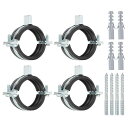 PATIKIL1.7”-2”/44-50mm分割リングパイプハンガー4個重いデューティ調整可能パイプブラケットクランプ亜鉛メッキ鉄壁天井マウントパイプストラップサポートねじおよび拡張チューブ付きブ…