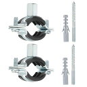PATIKIL0.9”-1.1”/23-28mm分割リングパイプハンガー2個重い調整可能なパイプブラケットクランプ亜鉛メッキ鉄壁天井取り付けパイプストラップサポートネジ&拡張管付きブラック