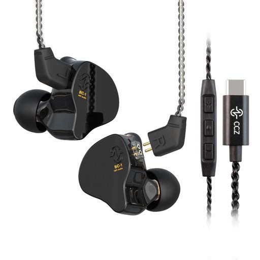 Audio - YINYOOCCZMelodyMonitorイヤホン有線タイプcマイク付きcタイプイヤホンIEMHiFiBass1DD1BAハイブリッド取り外し可能なケーブルスマートフォン/PC/タブレット/ゲーム/ビデオ/音楽/通話用