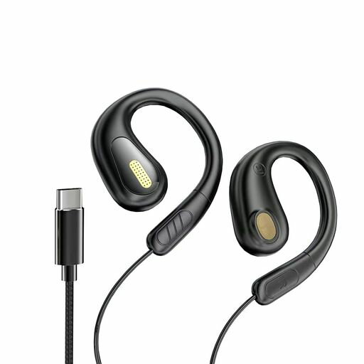 【新登場・オープンイヤー】有線イヤホン3.5mmジャック耳掛け式マイク付き耳を塞がない開放型音量調節ながら聴きクリア通話ハンズフリーテレワーク/オンライン会議(タイプcジャック)
