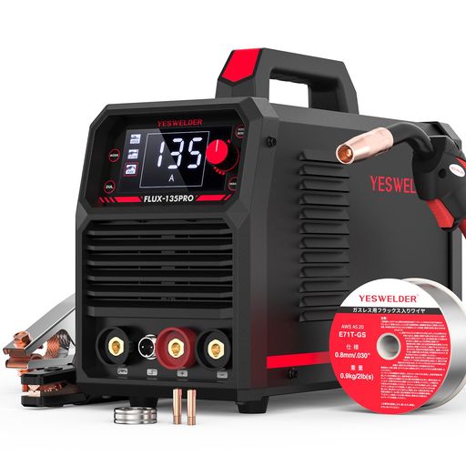 Rakuten - YESWELDER半自動溶接機最大出力135A100V·200V兼用1台3役ノンガスMIG·被覆アーク·LIFTTIGに対応大型LEDデジタル画面電流·電圧·インダクタンス調整可能付属ワイヤ定格使用率60%初心者向け家庭用…