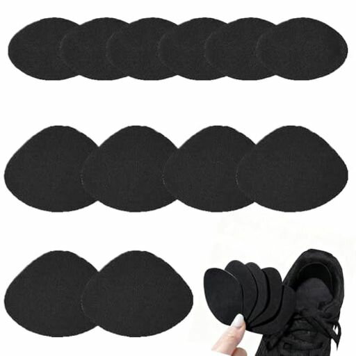 MTDDYMXLFGスニーカーかかと内側補修シート合計12枚靴かかと補修キットかかと補修シート靴修理自己粘着式靴ずれ防止パッチ大きいサイズと小さいサイズ各6枚ブラック