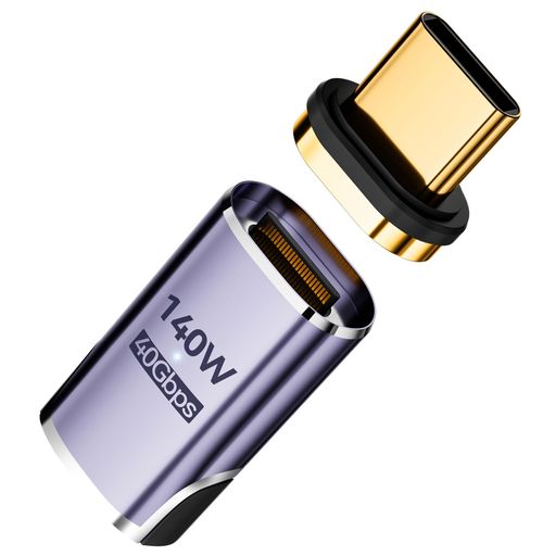 MUXERマグネットUSBC変換アダプタI字型【USB3.140Gbps高速データ転送/140WPD急速充電/8K60HzHD映像信号伝送】TypeC変換アダプタオスメス変換Thunderbolt3MacBook