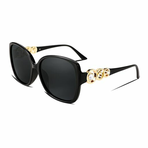 Sunglasses - [FEISEDY]レディース偏光サングラスパールスパークリングスクエア超ビッグフレームファッションデザイナーUV保護スポーツ釣り登山運転用B2821