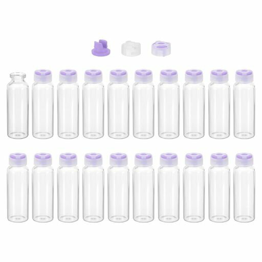 PATIKIL30mlクリアガラスサンプルバイアル20個の小さな液体ボトルロックキャップと自己修復インジェク..