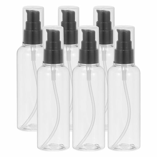 PATIKILトラベルポンプボトル、6個3.4オンス(100ml)リークプルーフ再充填可能な空のディスペンサーコンテナー、シャンプー、トイレタリー、ローション、クリーム用のポンプ付きボトル、ク…