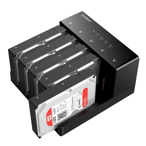 ORICOハードディスクケース2.5/3.5インチHDD/SSD対応16TB*5ベイUSB3.0接続HDDコピー機能付きドライブケース工具不要高放熱電源アダプター付ブラック6558US3