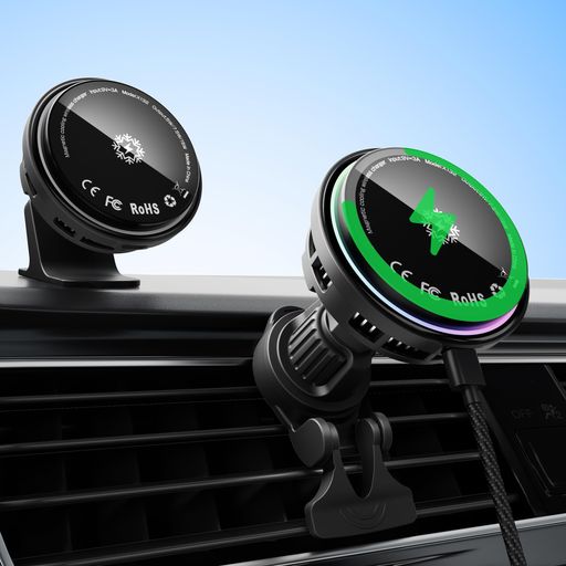 【3in1車載スマホホルダー】冷却ファン付きワイヤレス充電マグネット式27W高出力3秒急速冷却15W急速充..