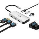 USBC-デュアルHDMIアダプター4K60HZ7IN1USBCドッキングステーション2HDMIディスプレイポートVGAハブUSBCスプリッター4モニター拡張ディスプレイUSBCアダプター(2)