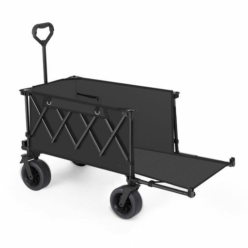 アウトドアワゴン【後部展開可】特大容量200L長物対応キャリー【ベアリング付き】ワンタッチ収束型自立..